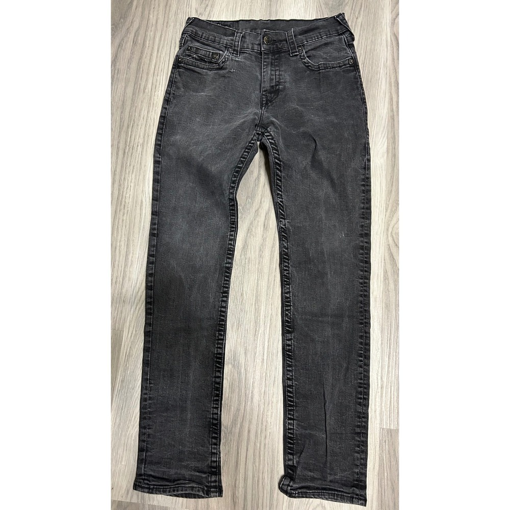 True‎ Religion Geno Relaxed Slim Jeans Faded Black Mens Size 31 Horseshoe Stitch